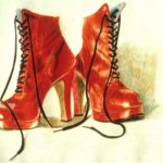 red boots coloured pencils